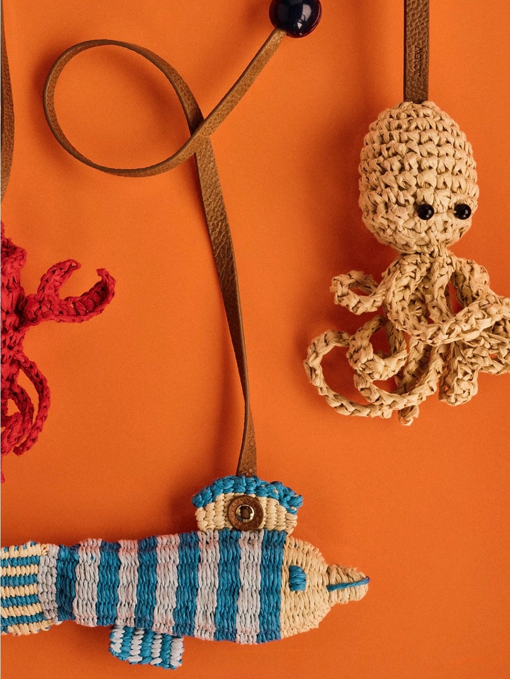 J. Crew Handwoven Raffia Octopus Bag Charm. Brand new! - Picture 3 of 4